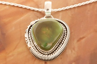 Artie Yellowhorse Genuine Royston Turquoise Sterling Silver Pendant
